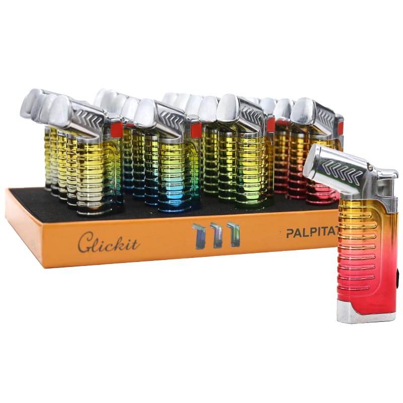 Clickit Rubber Grip Triple Torch With Cigar Puncher Torch Lighters (GH-10817) | 20 Count Display product image